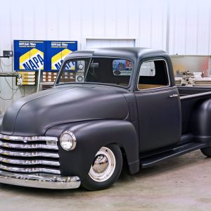 The basic look of a bomber truck is hard to resist. What makes this truck work so well is the perfect stance and selection of finishes. A modern chassis ensures that this shop truck will be reliable for the long haul.